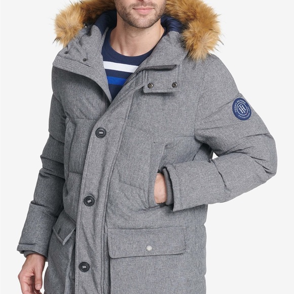 tommy hilfiger fur hood coat mens
